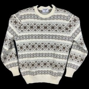 Nanook Cream Brown Fair Isle Vintage Sweater